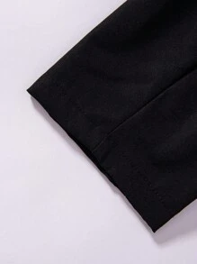 SHEIN 青少年男孩 4 件套绅士服装套装：长袖白衬衫、翻领西装外套、翻领背心和黑色长裤 - 适合生日派对、晚会、婚礼 - 彩色 - 查看 4