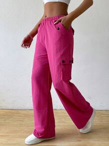 SHEIN MOOSTA Women's Solid Color Simple Daily Long Pants