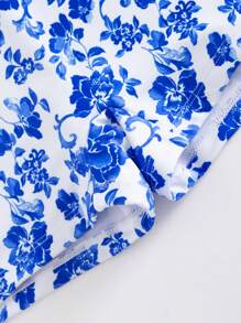 Swim Lushoire Women's One-Piece PUSH UP Wireless Printed Bra (Random Pattern) - Copyright Purchased Summer - Blue and White - View 4