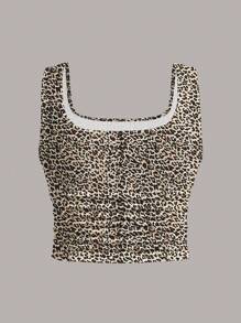 SHEIN EZwear Plus Size Women Casual Simple Leopard Print Tank Top Suitable For Summer - Multicolor - View 4