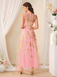 SHEIN Belle Elegant Embroidered Formal Dress For Women - Pink - View 2