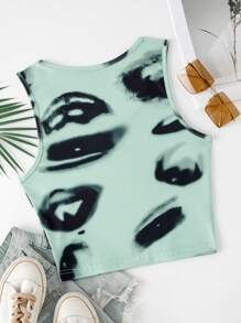 SHEIN ICON 女士染色夏季短款背心 - 藍色 - 查看 7