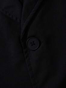 SHEIN 青少年男孩 4 件套绅士服装套装：长袖白衬衫、翻领西装外套、翻领背心和黑色长裤 - 适合生日派对、晚会、婚礼 - 彩色 - 查看 5