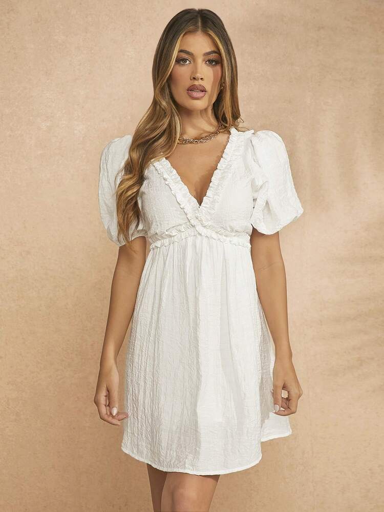 Women's Solid Color V-Neck Backless Dress