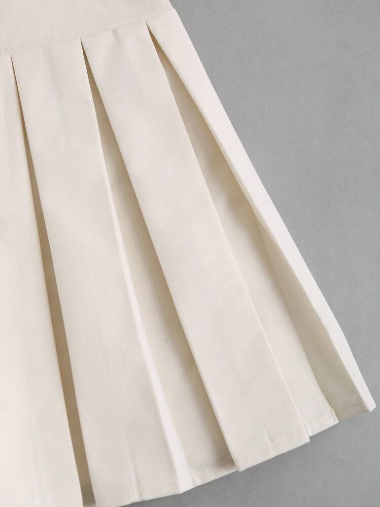 Sweetra 女士純色優雅露背夏季百褶裙 - 米色 - 查看 5