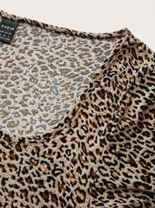 Comfortcana 3pcs Women Short Sleeve Leopard Print Cropped Tight Casual T-Shirts, Summer Pullover Suitable For Going Out - Multicolor - View 6