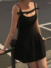 DAZY 女士蝴蝶结芭蕾公主裙正式连衣裙太阳裙、迷你裙 - 藍色 - 查看 7