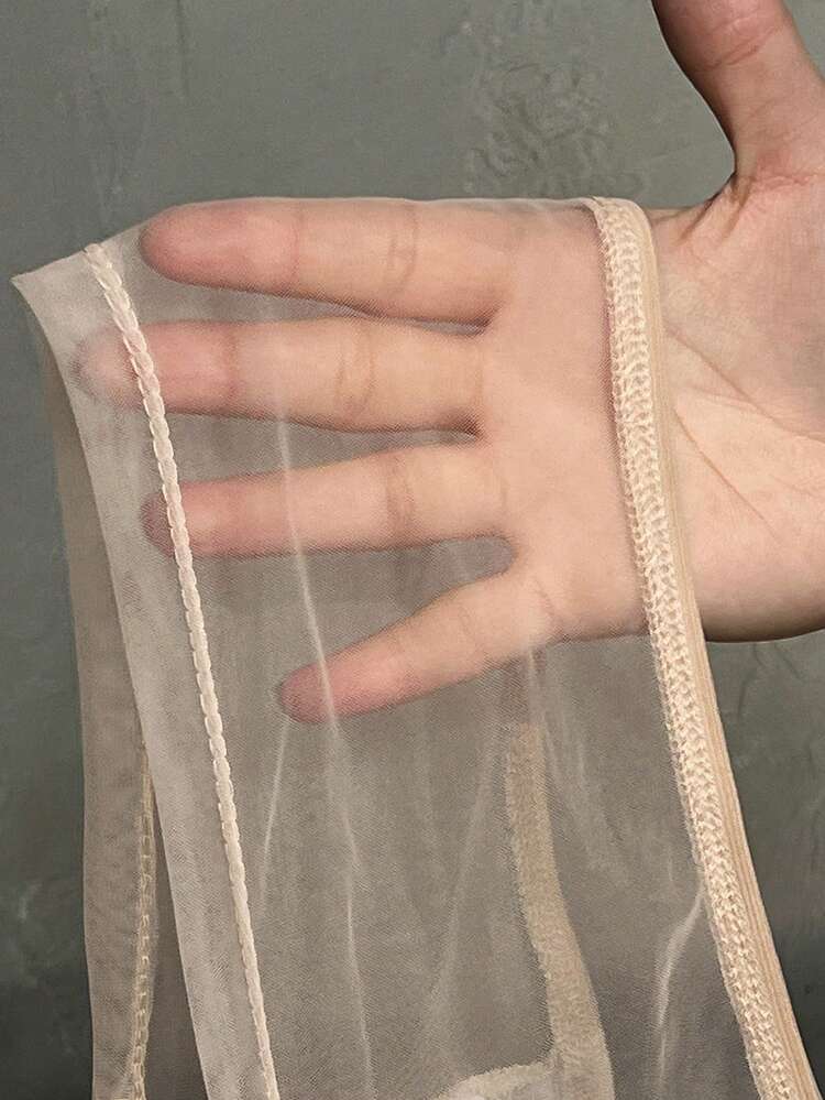 Summer Valentine's Day See-Through Mesh White Apricot Waist Tube Top Square Hem Women's Top