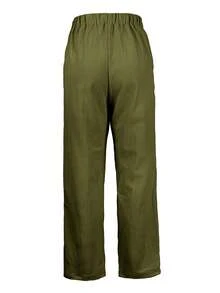 Plus Size Women's Plain Color Pocket Palazzo Pants, Casual