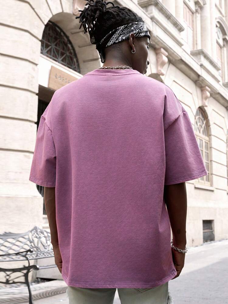 Men Faded Drop Shoulder Short Sleeve T-Shirt For Summer