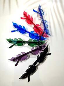 6副Y2K音乐节狂欢火焰风格多边形时尚眼镜，欧美流行，自拍道具，绿色派对眼镜配饰，沙滩配饰，夏季海滩度假、户外旅行眼镜