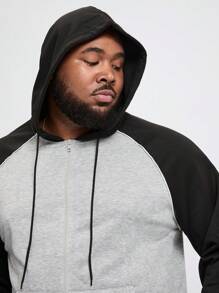 Manfinity Homme Men's Plus Size Fashion Colorblock Long Sleeve Sweatshirt Sweatshirt