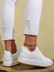 1 双男女休闲运动鞋，适合春秋季校园、户外和学生活动 - 白色 - 查看 3