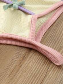 Baby Girl Sweet Butterfly Decorated Spaghetti Strap Top And Lace Hem Tulle Skirt Set, Summer - Pink - View 6