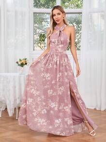 SHEIN Belle Ladies' Simple Daily Dress With Random Print - Pink - View 1