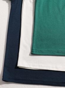 SHEIN Tween Boy 3pcs Casual-Fit Casual Round Neck Patterned Short Sleeve T-Shirts