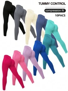 SHEIN Velisys Leggings deportivos sólidos para levantar glúteos de mujer para verano