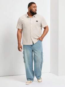 Manfinity Homme Men's Plus Size Simple Solid Color Short Sleeve Casual Shirt