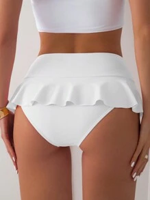 Swim Mod Women's Solid Color Simple Swimwear Shorts For Beach Vacation Summer - White - View 2