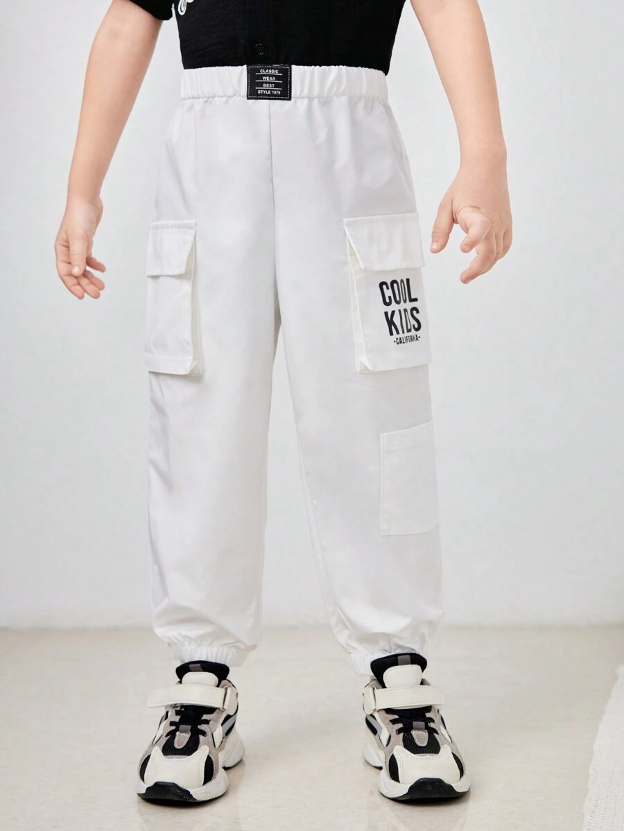 SHEIN 1pc Young Boy Casual, Comfortable, Stylish, Simple, Practical, Soft And Comfortable, Korean Style, Casual Fit, Street Style, Workwear, 3D Pocket, Breathable And Comfortable, Workwear Pants Suitable For Spring And Summer - White - View 1
