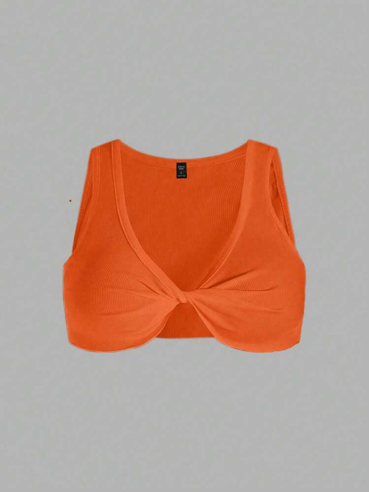 Zyxie Women's Solid Color Ribbed Twist Design Sexy Tank Top For