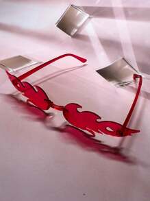 6副Y2K音乐节狂欢火焰风格多边形时尚眼镜，欧美流行，自拍道具，绿色派对眼镜配饰，沙滩配饰，夏季海滩度假、户外旅行眼镜