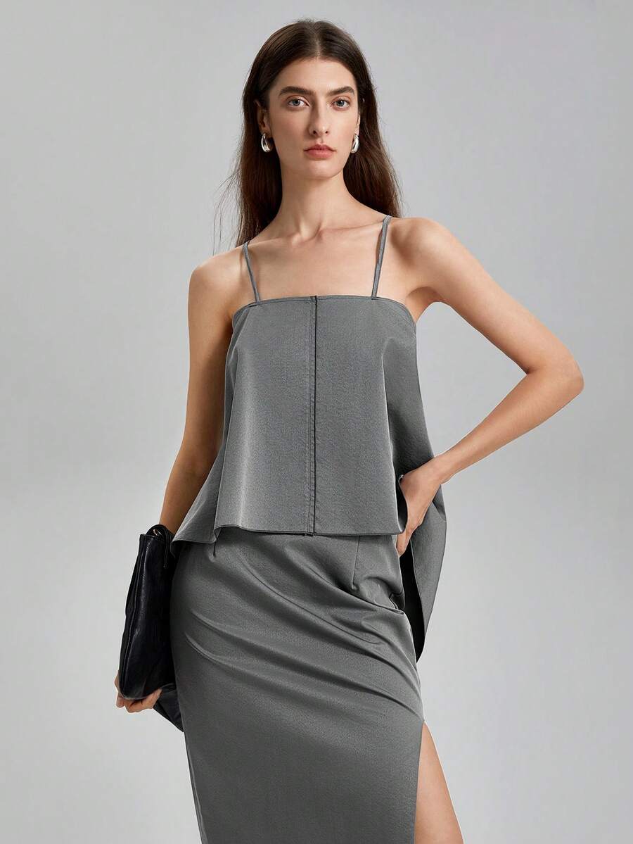 BizChic Women's High Low Hem Tank Top - Black - View 1