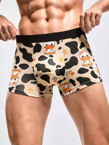 Fashionable Men's Cow Print Boxer Shorts - Multicolor - View 1