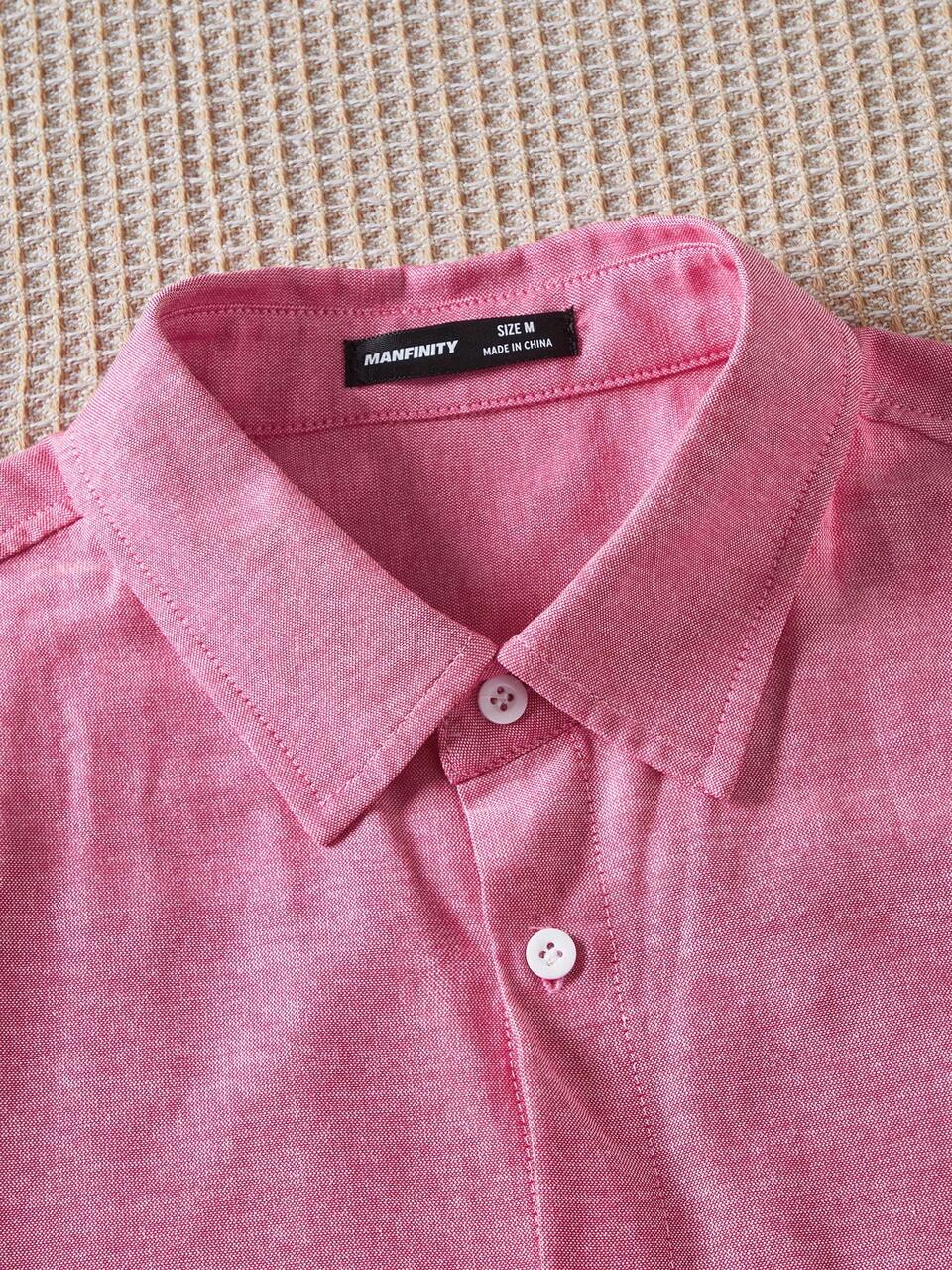 Men's Woven Solid Color Short Sleeve Regular Fit Casual Shirt, Suitable For Spring And Summer, Daily Wear