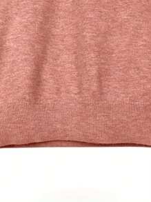 SHEIN Unity Women's Plain And Simple Daily Short Sleeve Sweater - Pink - View 7