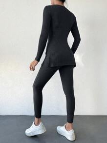 RueChic Women Two-Piece Outfits - Black - View 2