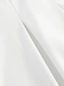 SHEIN Girlism 少女寬鬆復古純色舒適高腰寬腿褲 - 白色 - 查看 3