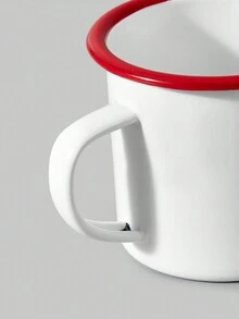 ROMWE Kawaii Vintage Enamel Red Rim Mug With Bowknot Design - Red - View 3