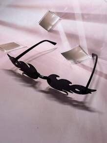 6副Y2K音乐节狂欢火焰风格多边形时尚眼镜，欧美流行，自拍道具，绿色派对眼镜配饰，沙滩配饰，夏季海滩度假、户外旅行眼镜