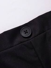 SHEIN 青少年男孩 4 件套绅士服装套装：长袖白衬衫、翻领西装外套、翻领背心和黑色长裤 - 适合生日派对、晚会、婚礼 - 彩色 - 查看 6
