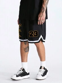 Aesthetic Post Quần short thể thao nam dệt kim phong cách đường phố Los Angeles 23 màu đen - màu đen - Xem 2