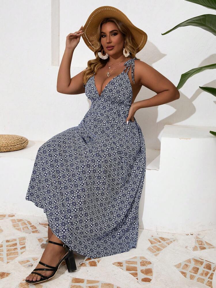 Plus Size Women's Stylish Printed Tank Top Dress