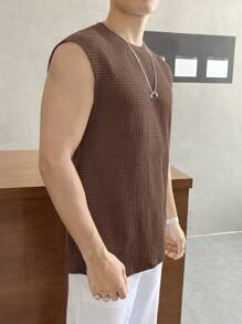 SWAVVY Men's Solid Color Simple Daily Knitted Tank Top