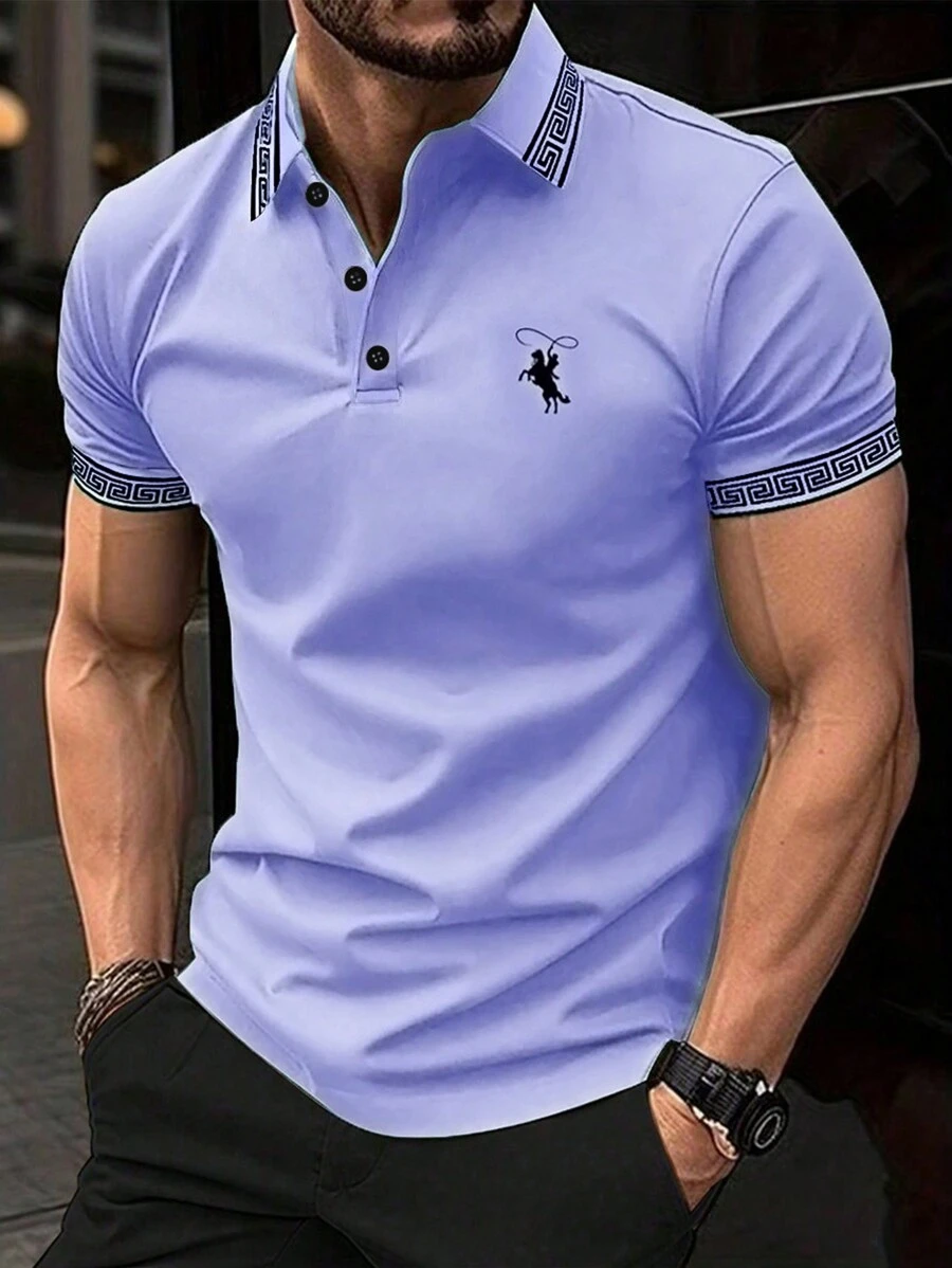 Manfinity Homme Men's Simple Daily Short-Sleeved Polo Shirt - Mauve Purple - View 1