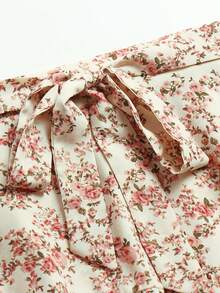 Falda línea A estampada con cintura alta de moda para mujeres de talla grande - Rosa - Ver 7