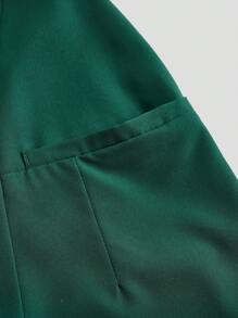 TaskEZ 純色V領短袖上衣和褲子護理制服套裝 - 綠色 - 查看 7