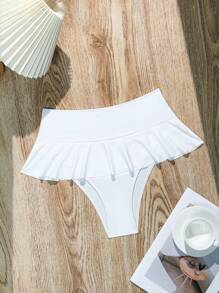 Swim Mod Women's Solid Color Simple Swimwear Shorts For Beach Vacation Summer - White - View 5