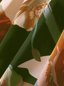 Women's Floral Print Elastic Waist Casual Summer Skirt - Army Green - View 5