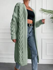 EURMUSE Cárdigan De Punto De Ochos Con Hombros Caídos De Color Liso - verde menta - Ver 5