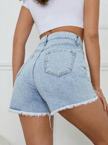 Dubbellaagse denim Destory-short