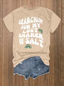 INAWLY Große Größen 1 Stück Kurzarm-Lässig-T-Shirt mit Buchstaben-Grafik für den Sommer, Schulanfang Kleidung