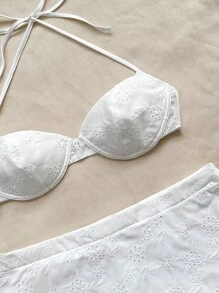 Soleia 刺繡杯女士背心上衣和超低腰裙子兩件套 - 白色 - 查看 4