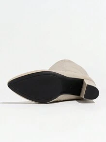 European & American High Shaft Thick High Heel Side Zipper Pointed Toe Elegant Slim Boots, Comfortable For Autumn/Winter