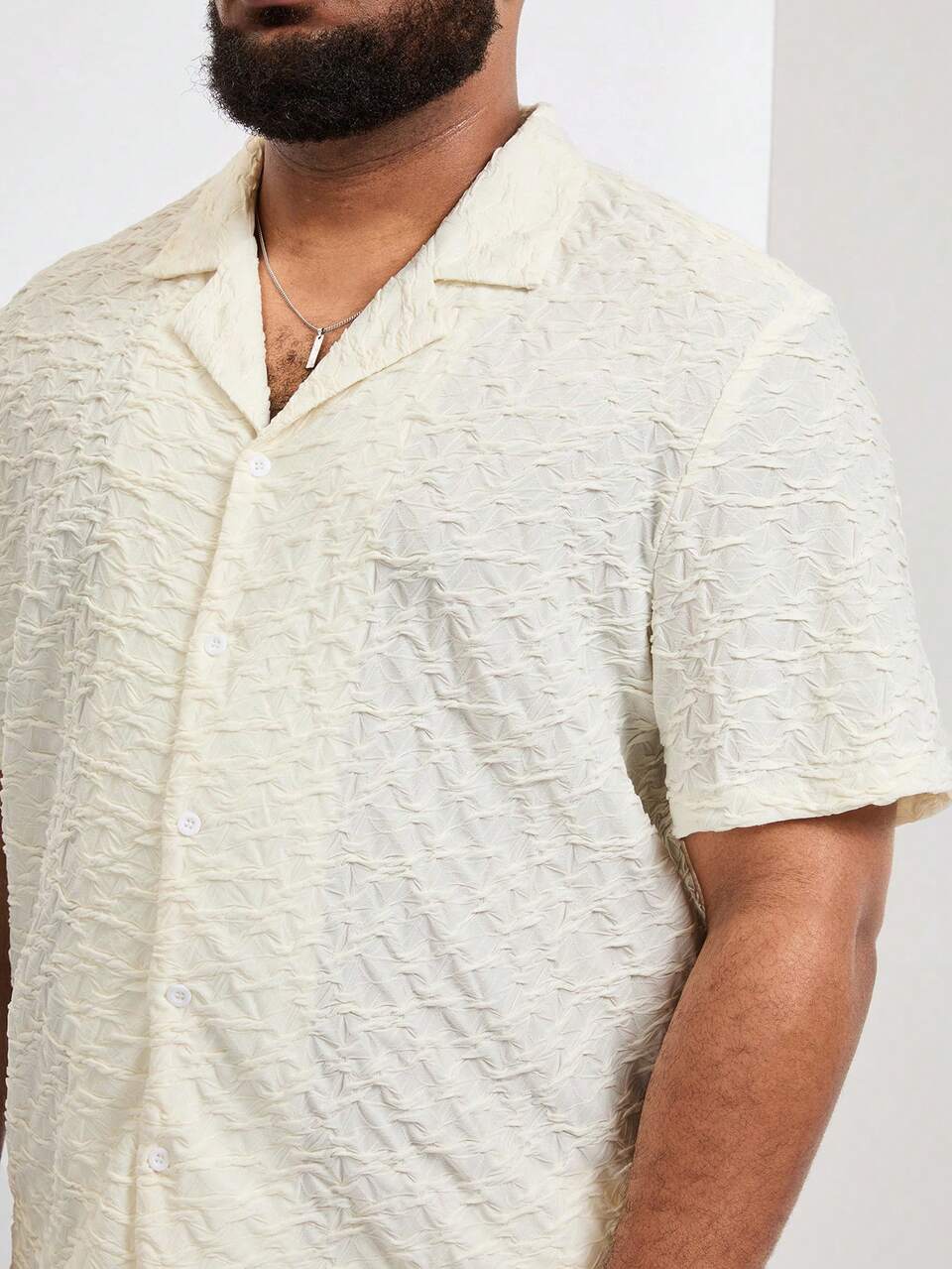 Men's Plus Size Summer Solid Color Shirt Collar Short Sleeve Shirt And Shorts Casual Outfit