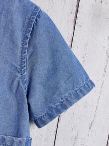 男婴可爱恐龙休闲牛仔上衣 - 淺色水洗藍 - 查看 4